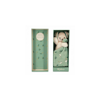 Doudou chien carré douceur vert