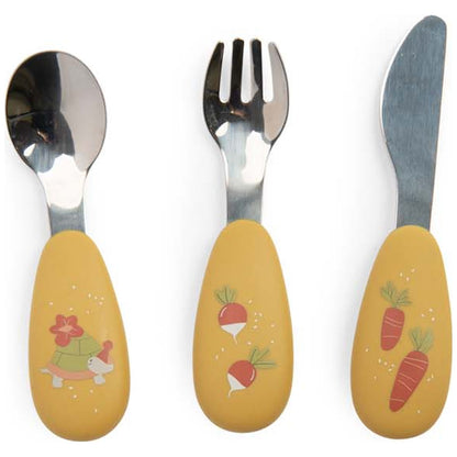Set couverts silicone Trois petits lapins