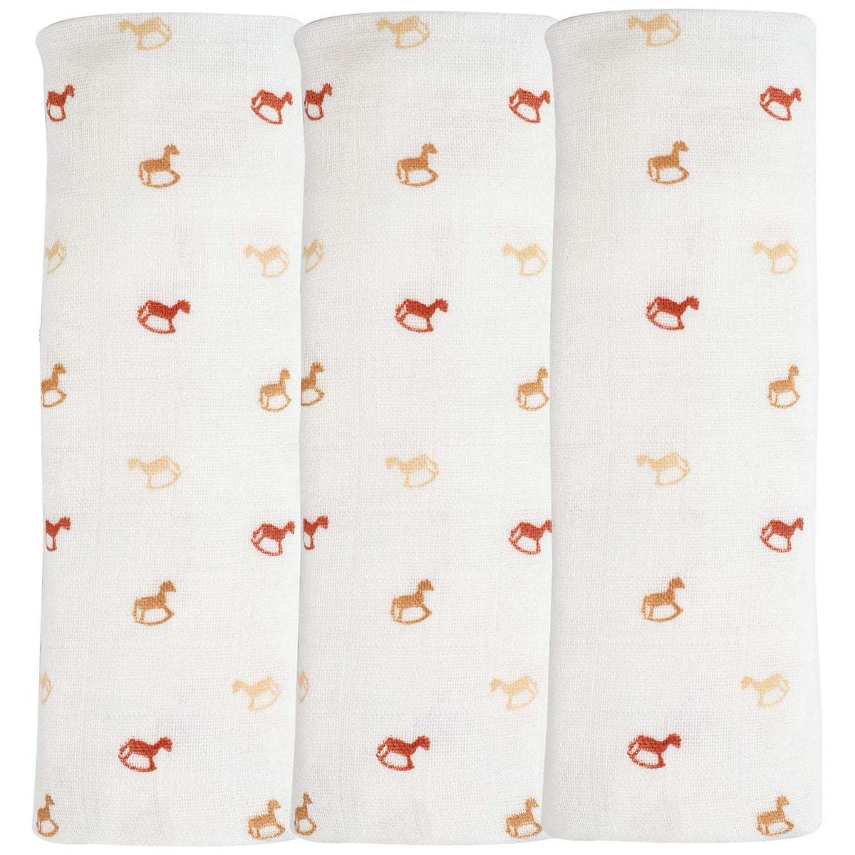 Lot de 3 langes en mousseline cheval
