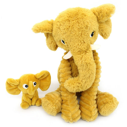 Peluche ptipotos Elephant et son bébé moutarde