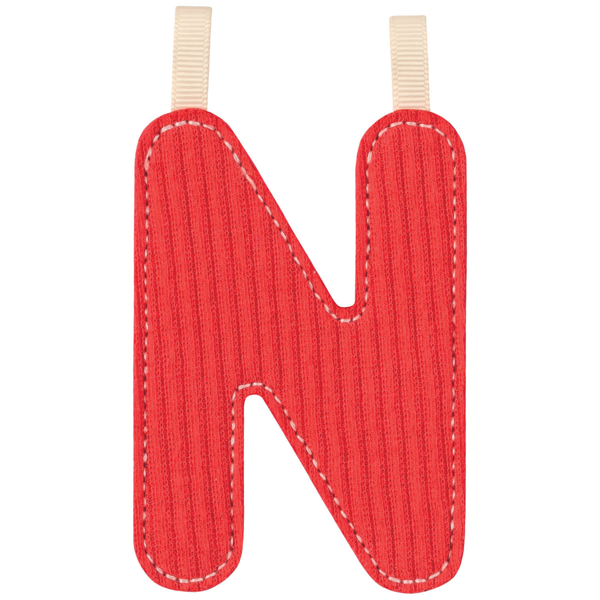 Lettre N en tissu rouge phosphorescente