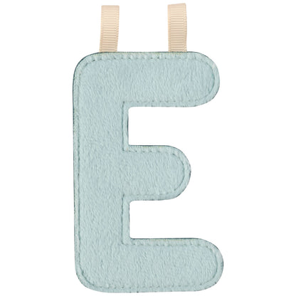Lettre E bleue en tissu bleue phosphorescente