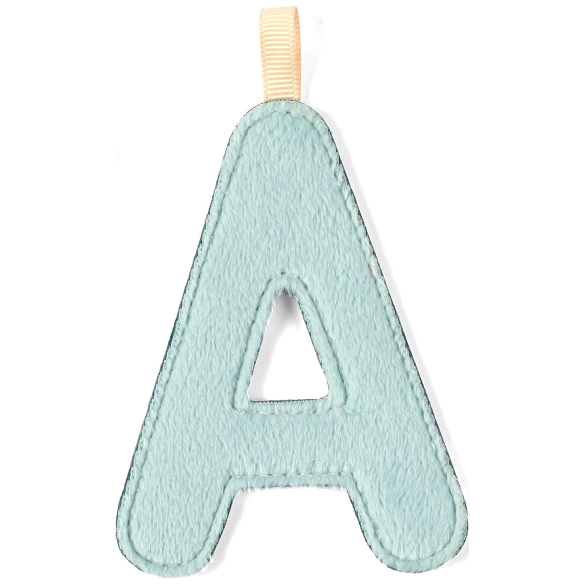 Lettre A en tissu bleue réversible phosphorescente