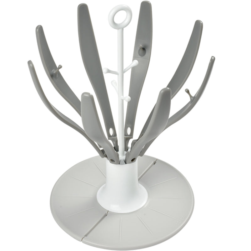 Egoutte-biberons pliable fleur gris