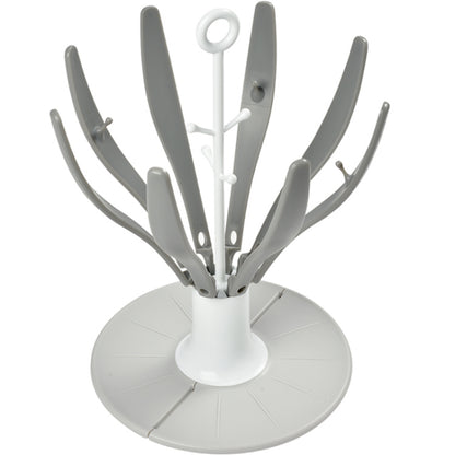 Egoutte-biberons pliable fleur gris