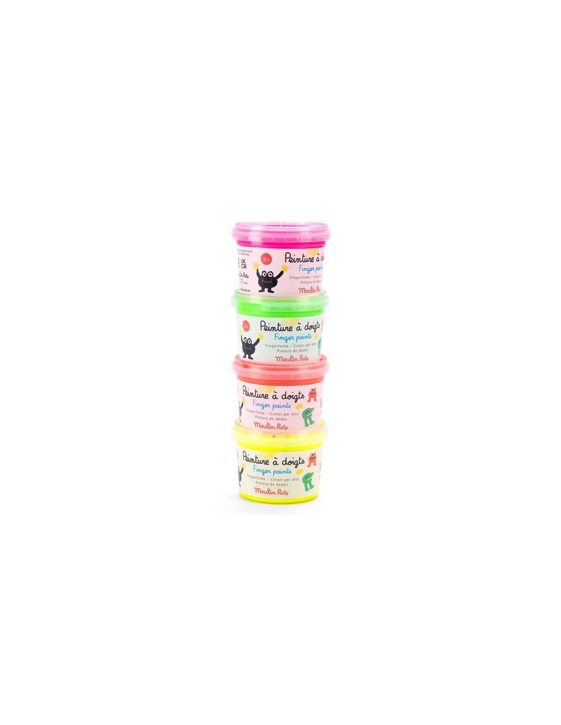 4 pots de peinture à doigts fluo Les Schmouks