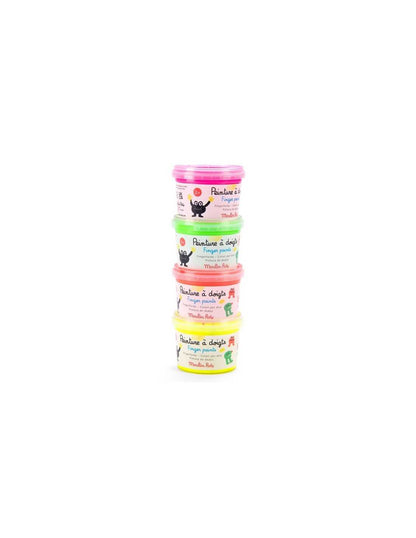 4 pots de peinture à doigts fluo Les Schmouks