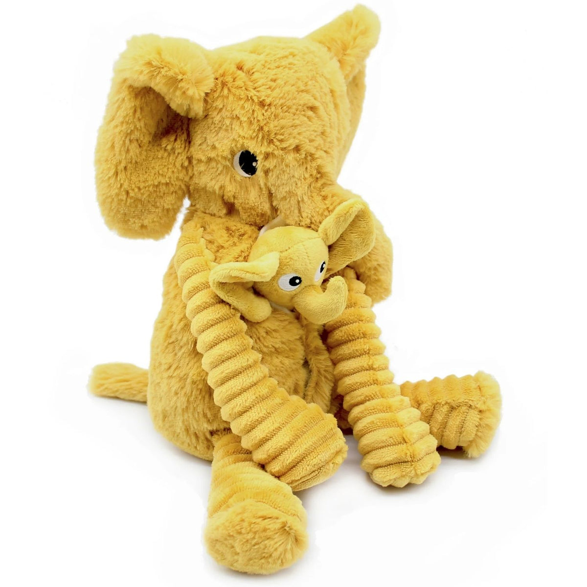 Peluche ptipotos Elephant et son bébé moutarde