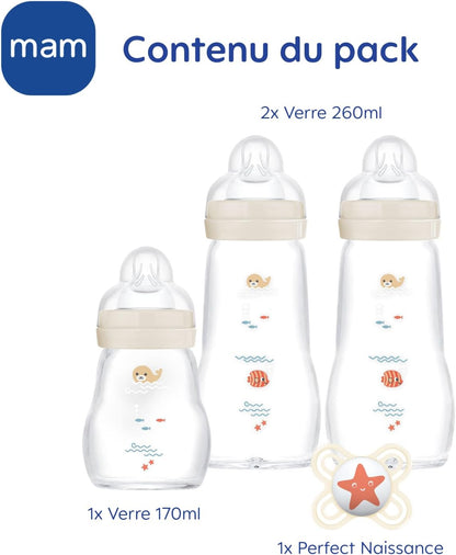 Coffret biberons Naissance verre Lin