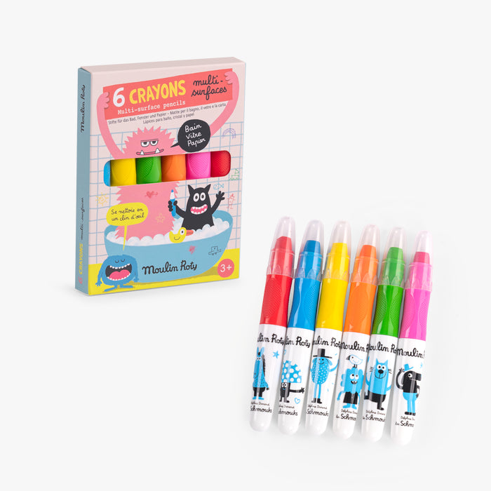 6 crayons multisurfaces Les Schmouks