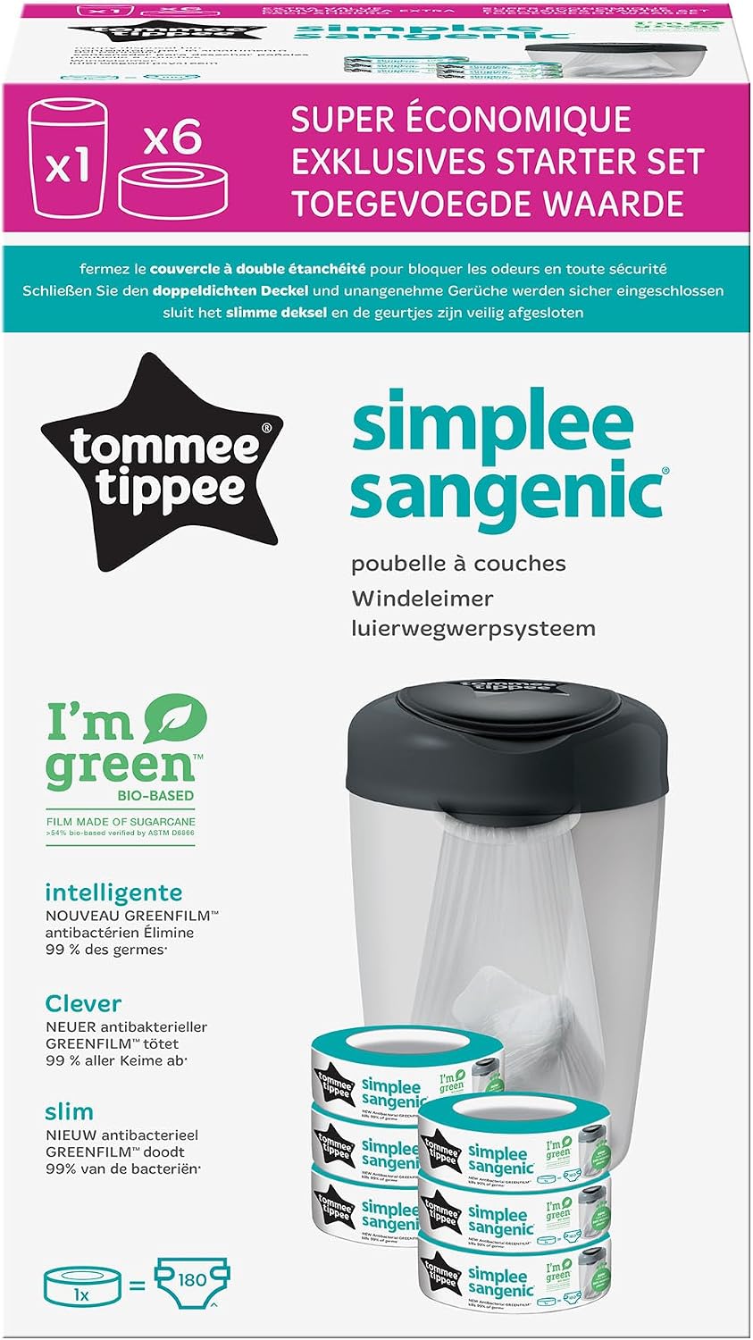 Poubelle à couches Simplee Sangenic + 6 recharges