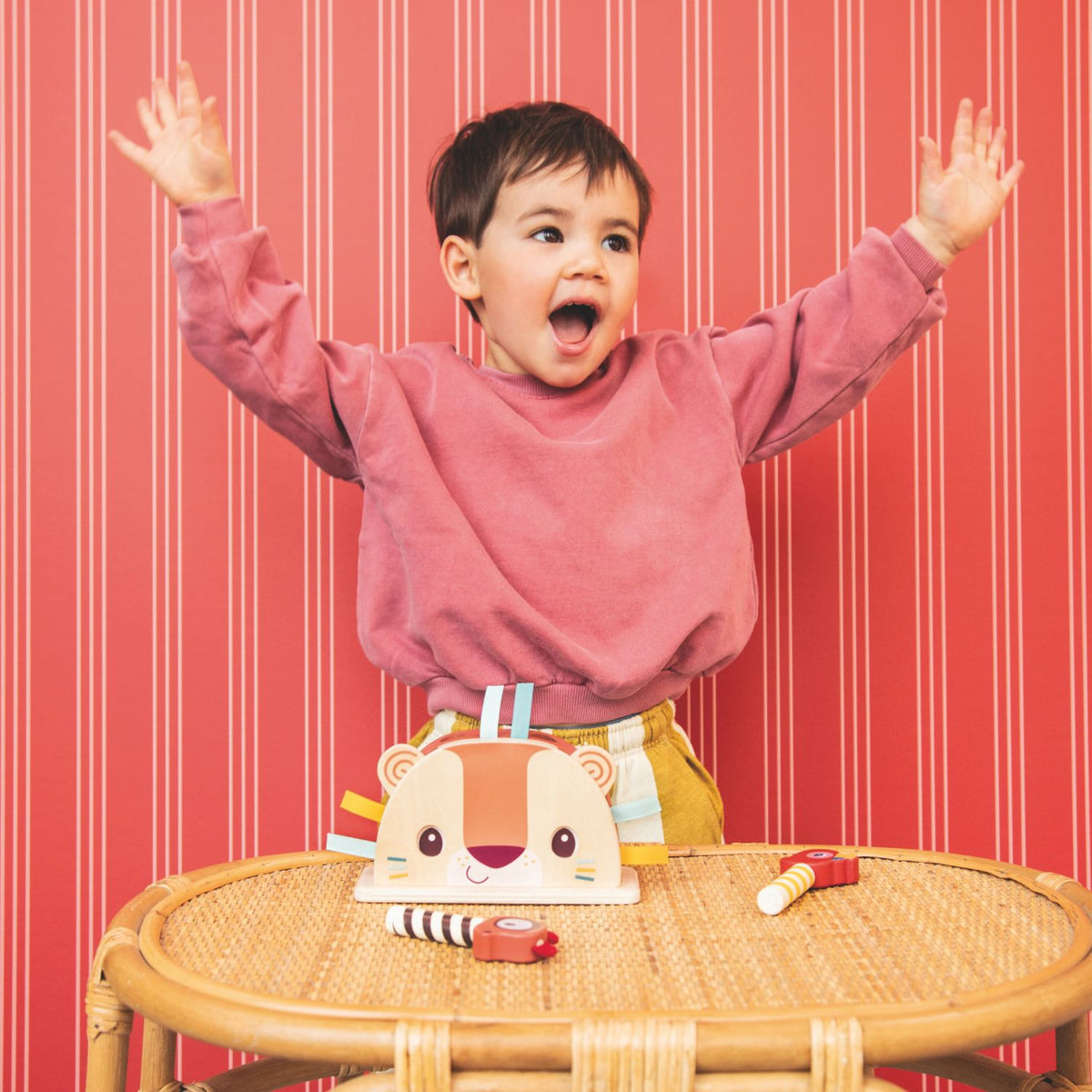 Jouet pop-up en bois Jack le lion