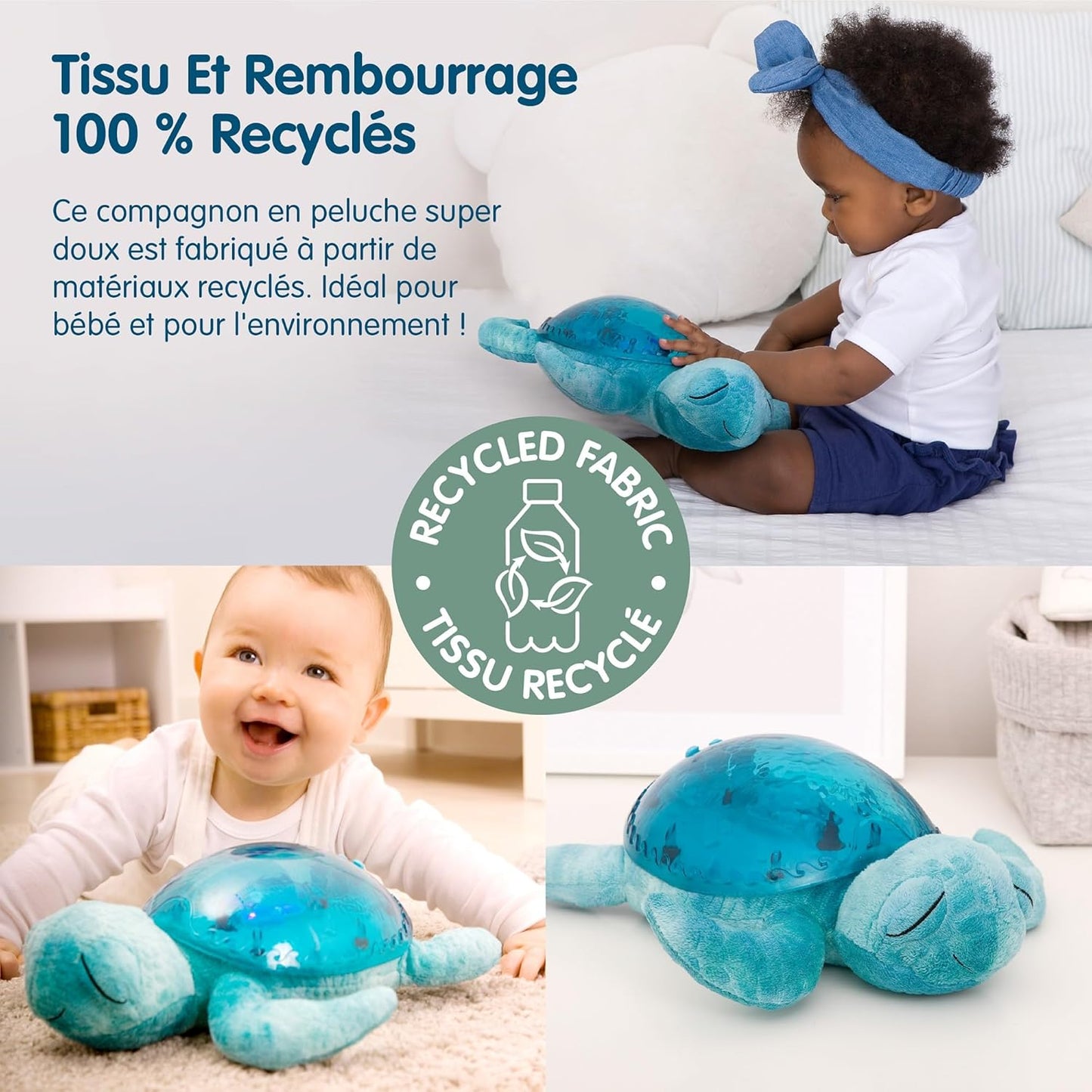 Veilleuse musicale et lumineuse tortue aqua Cloud B