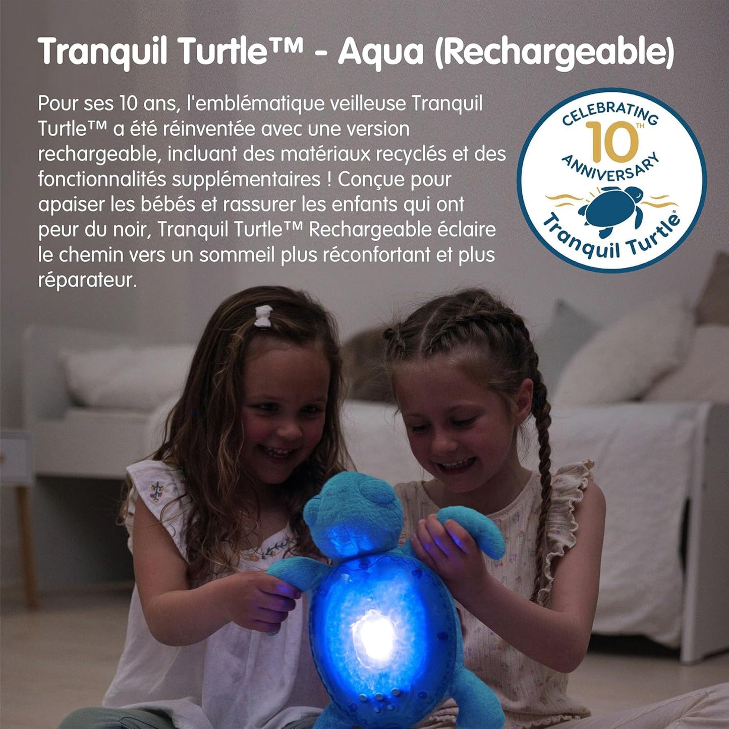 Veilleuse musicale et lumineuse tortue aqua Cloud B