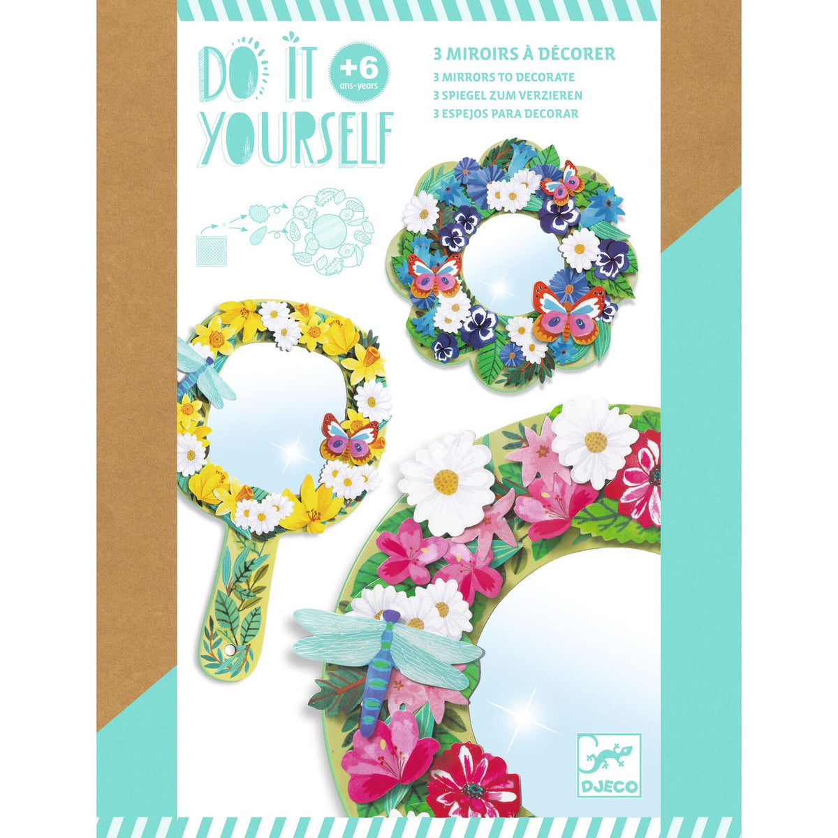 3 miroirs à décorer Douceur florale