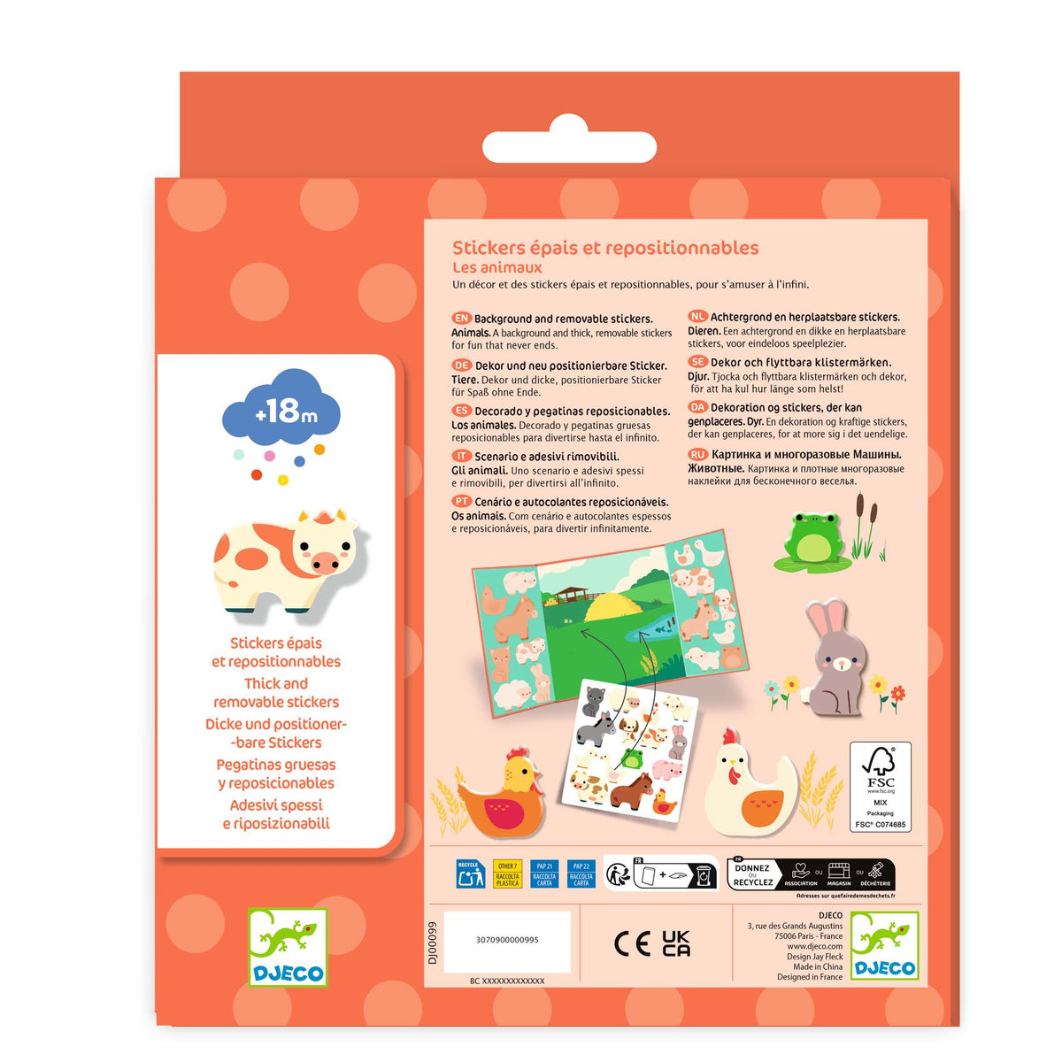 Stickers épais et repositionnables Les animaux de la ferme