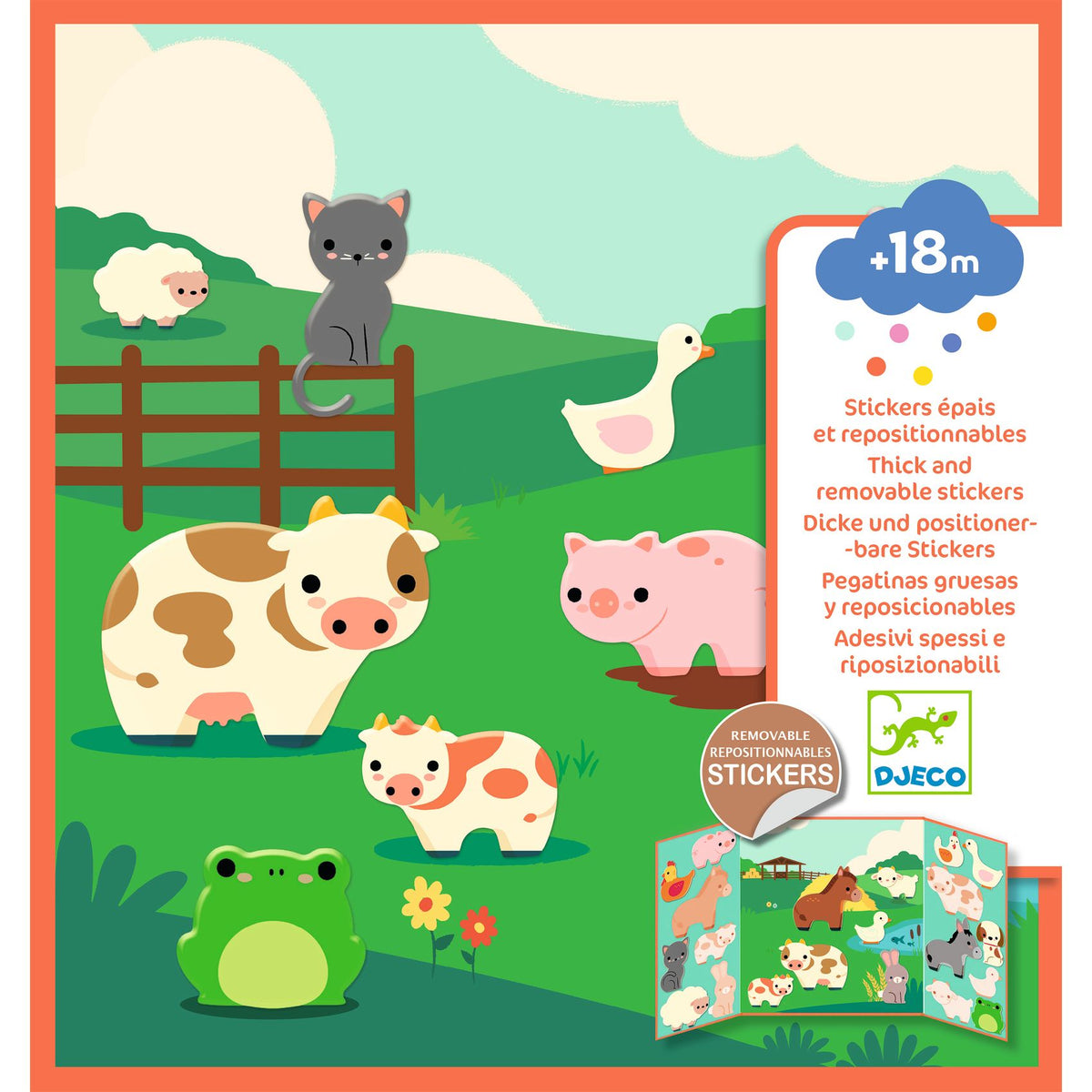 Stickers épais et repositionnables Les animaux de la ferme