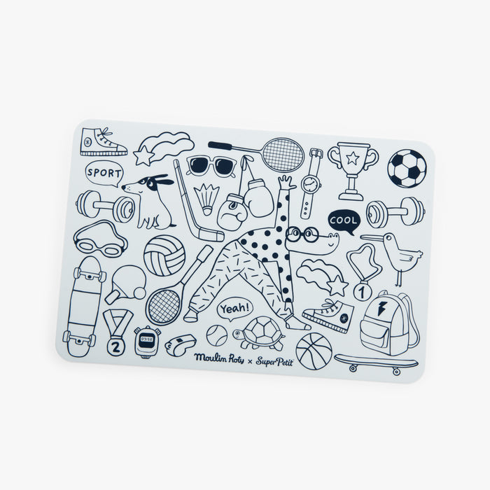 Mini set en silicone à colorier + 4 crayons Les loufoques
