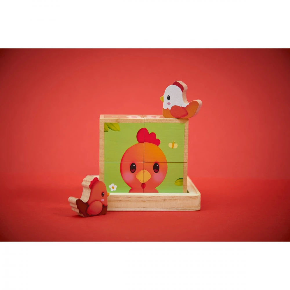Barquette 4 cubes en bois Ferme