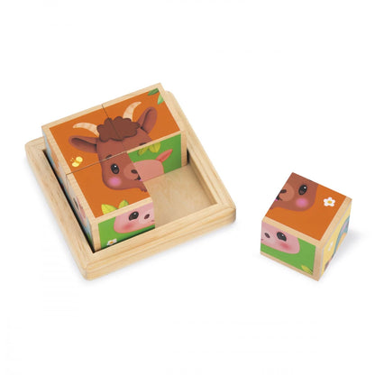 Barquette 4 cubes en bois Ferme