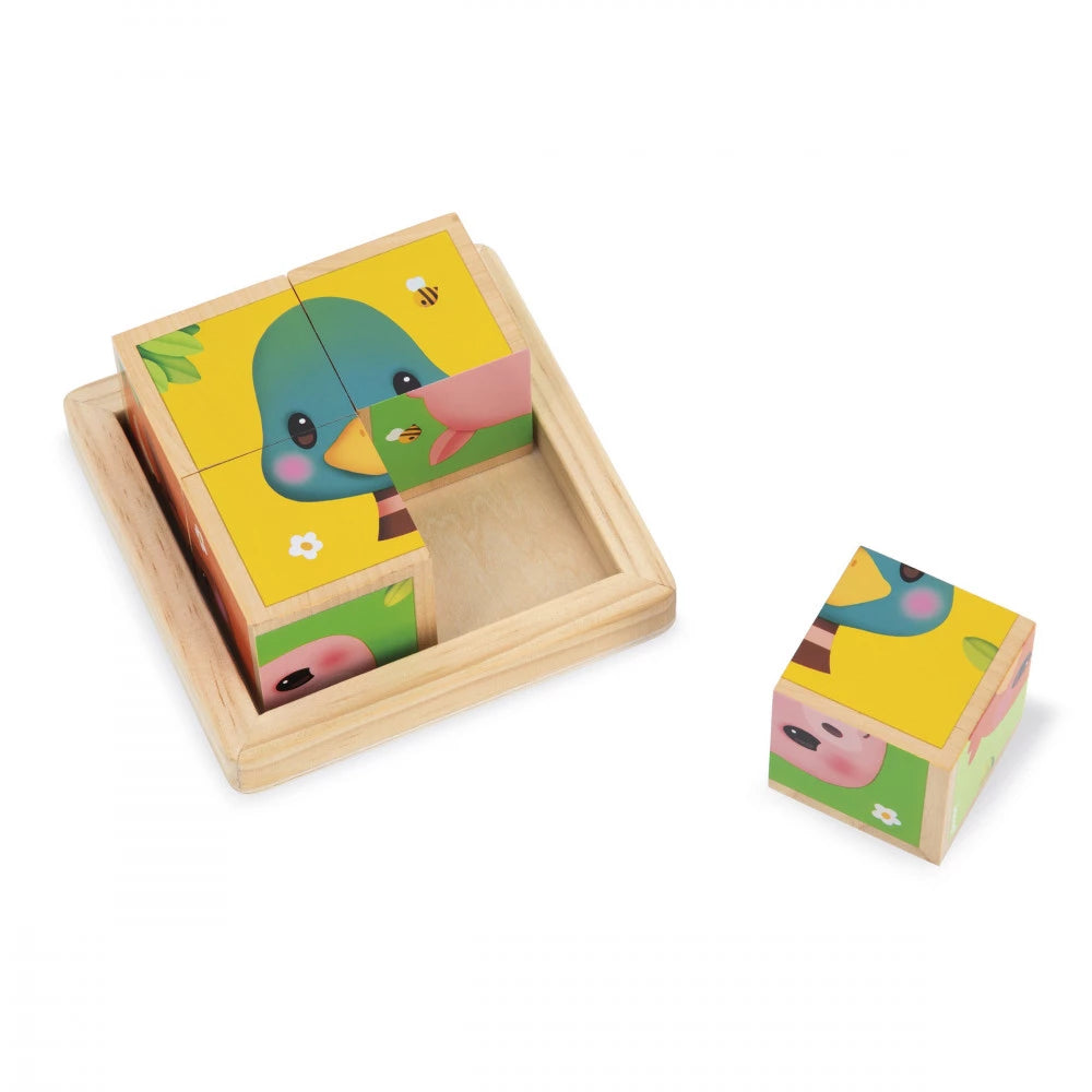 Barquette 4 cubes en bois Ferme
