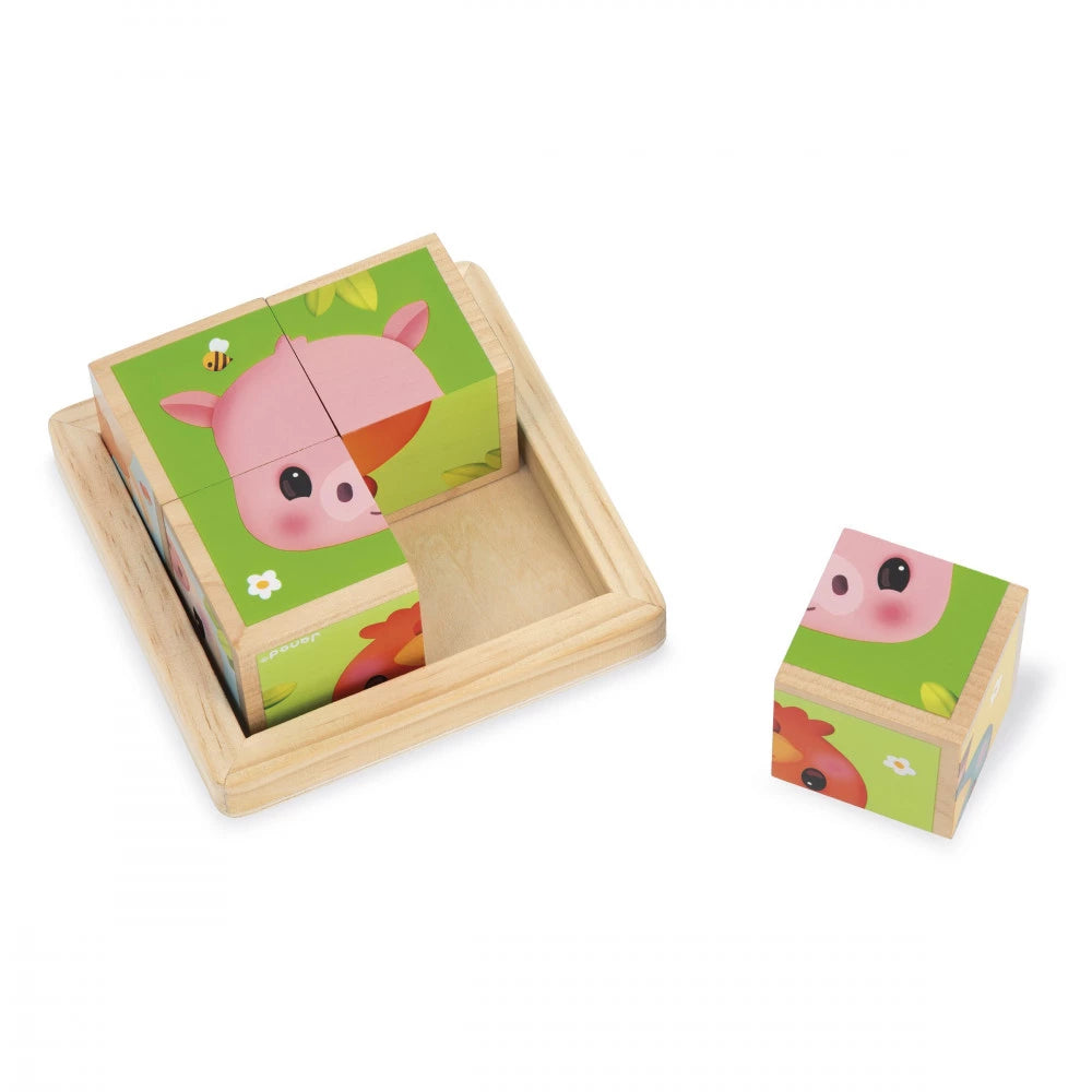 Barquette 4 cubes en bois Ferme