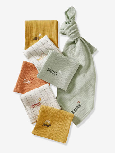 Coffret semainier de 7 langes en gaze de coton