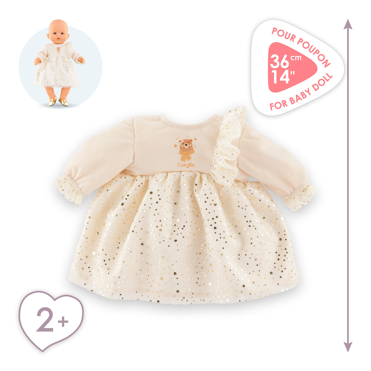 Robe Forêt enchantée pour poupon 36 cm