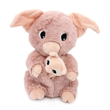 Peluche les Ptipotos cochon maman bébé rose