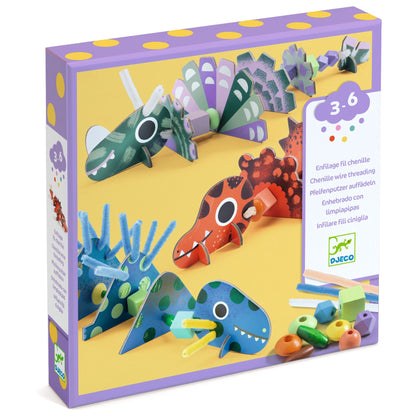 Enfilage fil chenille Terribles dinos