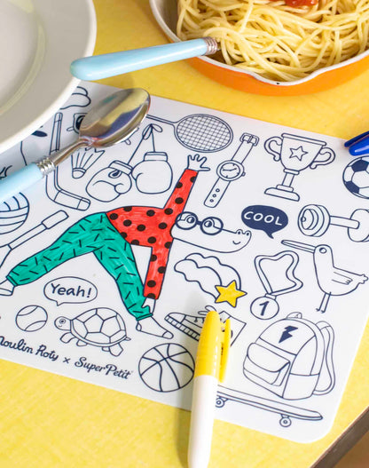 Mini set en silicone à colorier + 4 crayons Les loufoques