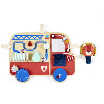Panneau d'activités en bois Camion de pompiers
