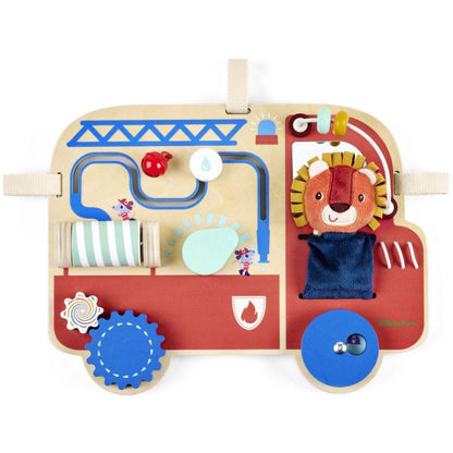 Panneau d'activités en bois Camion de pompiers