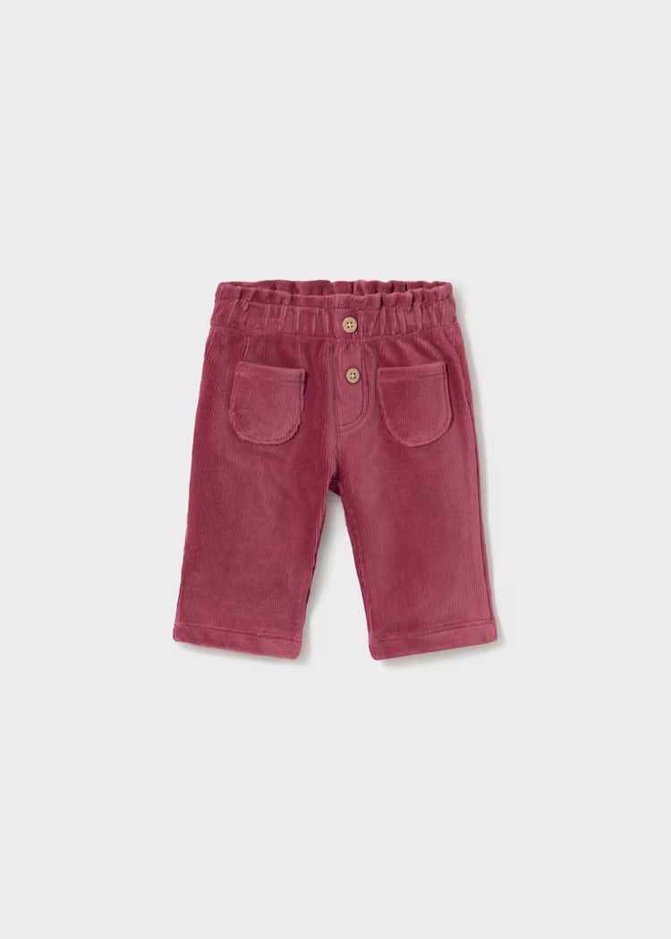 Pantalon velours côtelé groseille