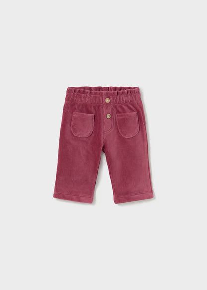 Pantalon velours côtelé groseille