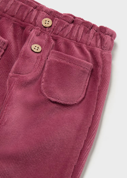 Pantalon velours côtelé groseille