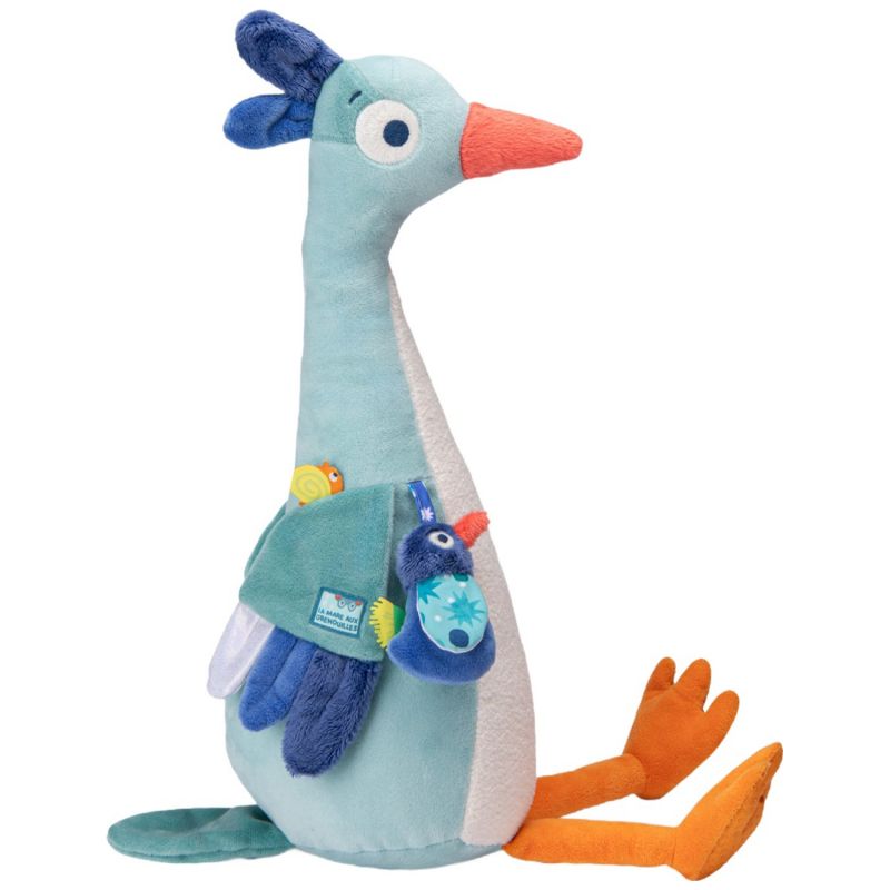 Peluche grand héron d'activités La mare aux grenouilles