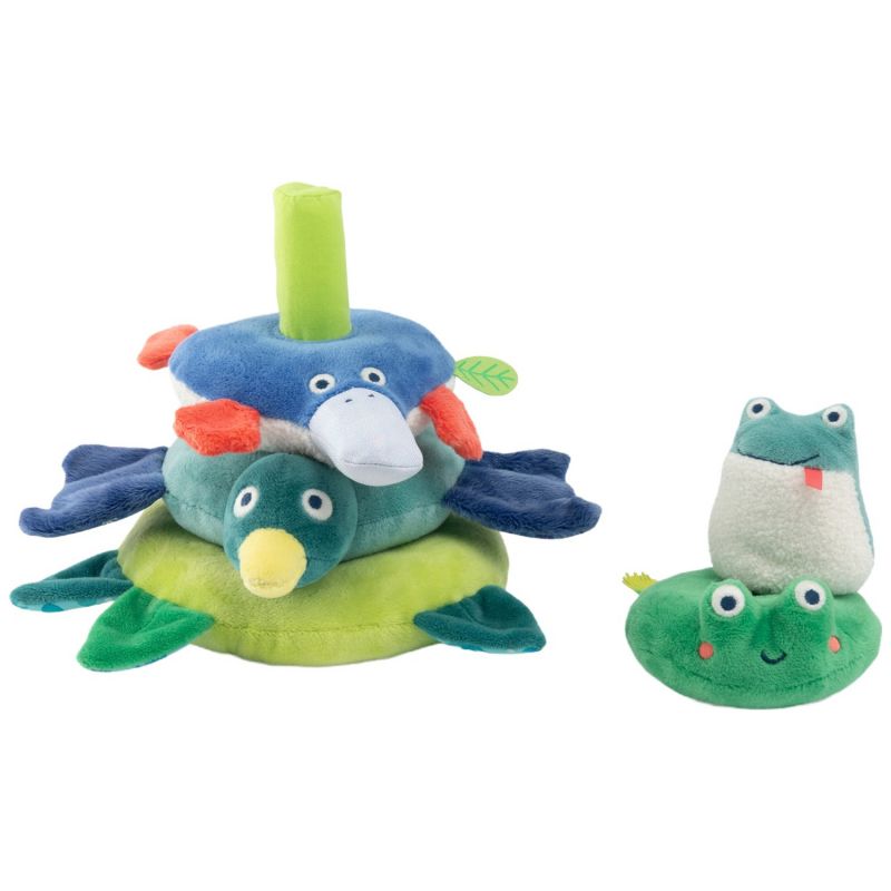 Pyramide d'animaux empilables tissu La mare aux grenouilles