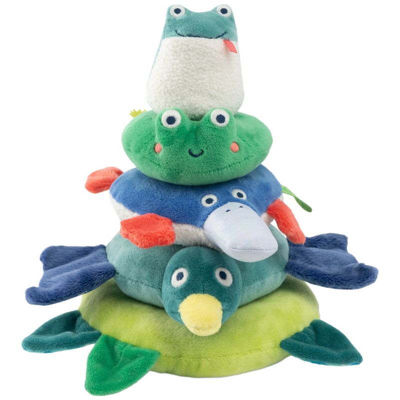 Pyramide d'animaux empilables tissu La mare aux grenouilles