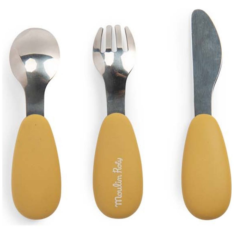Set couverts silicone Trois petits lapins