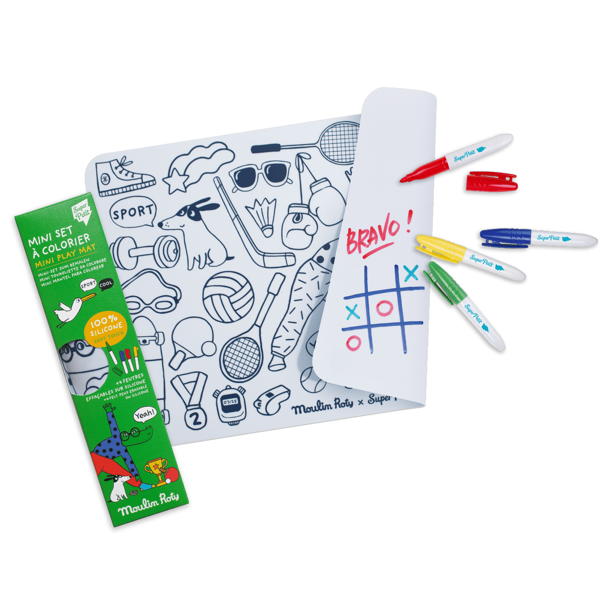 Mini set en silicone à colorier + 4 crayons Les loufoques