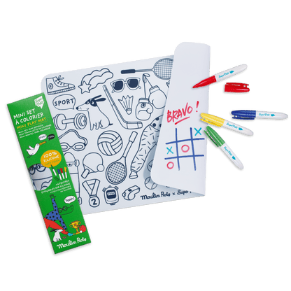 Mini set en silicone à colorier + 4 crayons Les loufoques