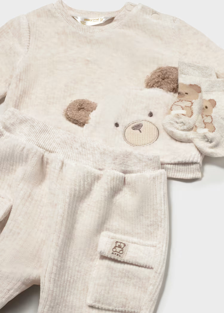 Survêtement ourson avec chaussettes nouveau-né