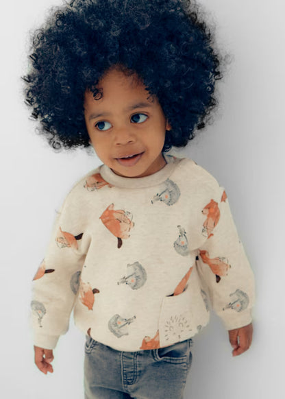 Pull motif d'animaux et poche bébé tofu vigoré