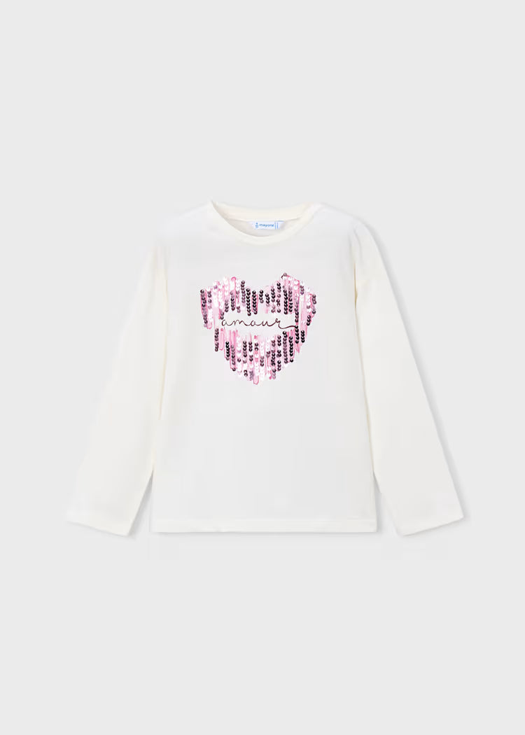 Tee-shirt sérigraphié écru mauve
