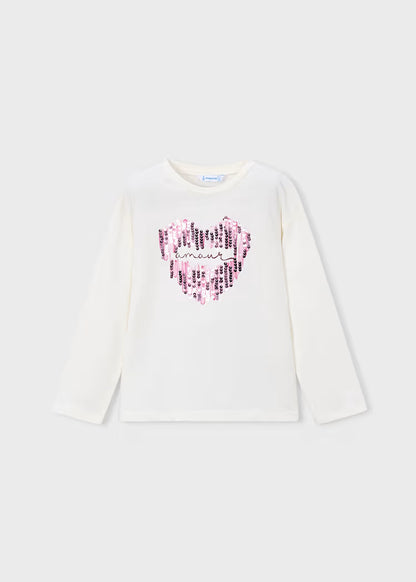 Tee-shirt sérigraphié écru mauve